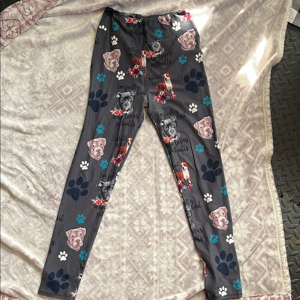 Pitbull Dog Lover Gray Printed Leggings